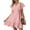 Pink, variant on ZZwxWA Womens Sundress Short Sleeve V Neck Drawstring Casual Ruffle A-Line Swing Mini Dress Holiday Dresses