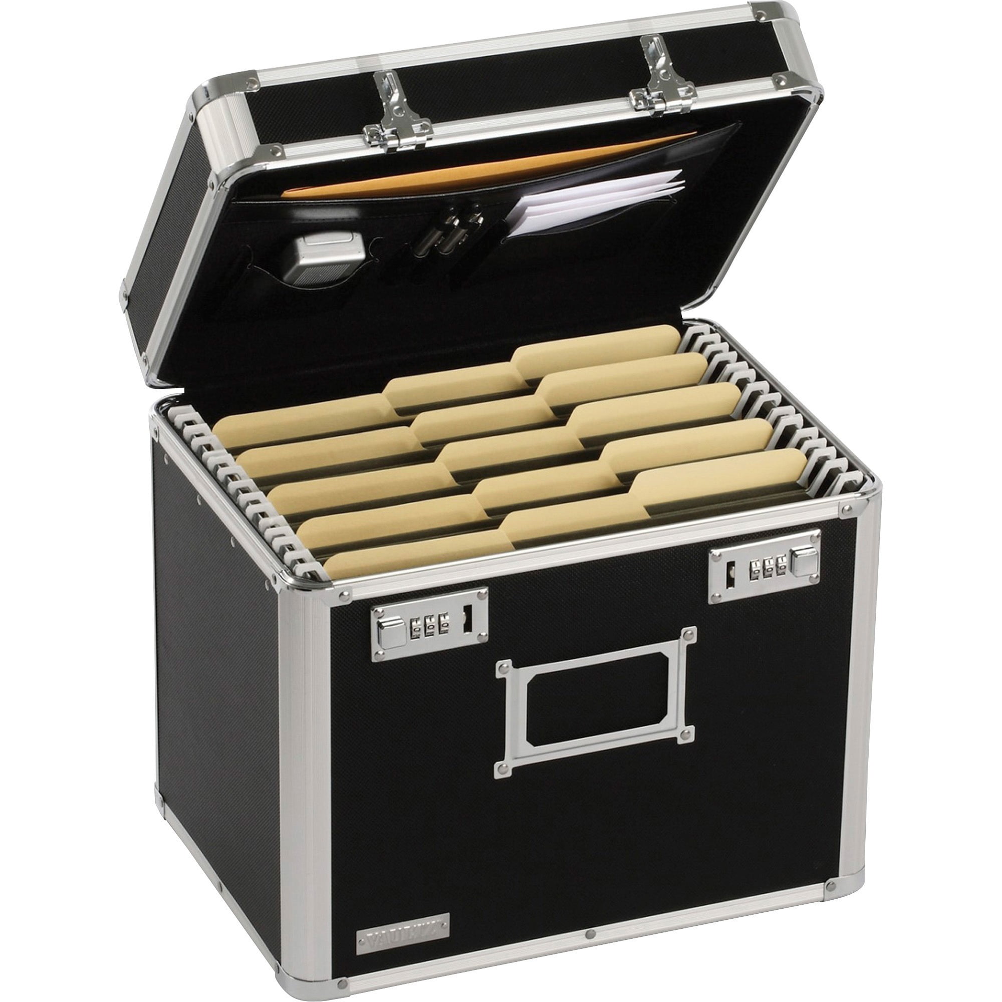 Vaultz Locking Letter File Box, Black, 1 Each (Quantity)