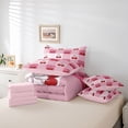 thumbnail image 6 of Homewish Girly Pink Cherry Twin Bedding Sets 7-Piece for Girl, Cartoon Fruit Cherry Bedding Comforter Set, Ribbon Bowknot Reversible Sheet Sets, Microfiber Bedroom Decor, 6 of 8