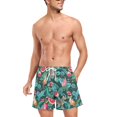 thumbnail image 3 of FORMRS Mens Swim Trunks Mesh Liner Quick Dry Casual Beach Board Shorts with Pockets, Sizes S-2XL, Green Tropical Pattern, 3 of 9
