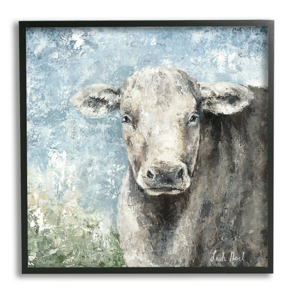 Stupell Industries Abstract Dappled Cow Portrait Animals & Insects Painting Black Framed Art Print Wall Art, 12 x 12