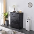 thumbnail image 3 of Better Home Products Isabela Commode à 4 Tiroirs en Pin Massif, Noire, 3 of 8