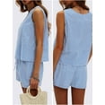 thumbnail image 2 of YATELLE Women's Summer 2 Piece Outfits Sleeveless Tank Top Matching Shorts Sets Cotton Striped Sweatsuits Vacation Beach 2025, 2 of 5