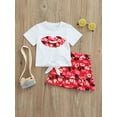 thumbnail image 2 of Kiapeise Toddler Baby Girl Valentine's Day Skirt Outfit Set Love Heart Lip Printing T-Shirt Tops Rompers Pleated Tutu Skirts, 2 of 8