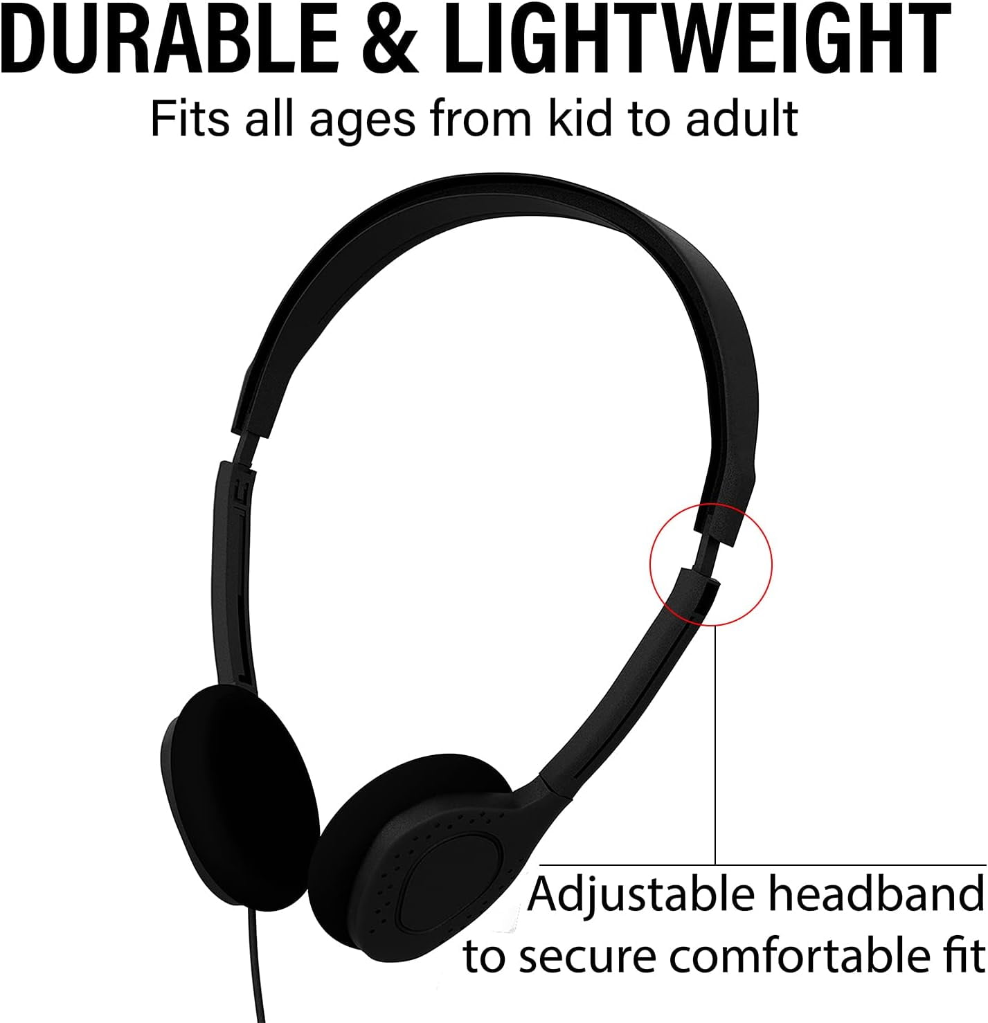 epacks Bulk Over The Head Inexpensive Disposable Headphones Wholesale Lot Kids Individually Bagged for Schools, Libraries, Hospitals (25 Pack, Black)