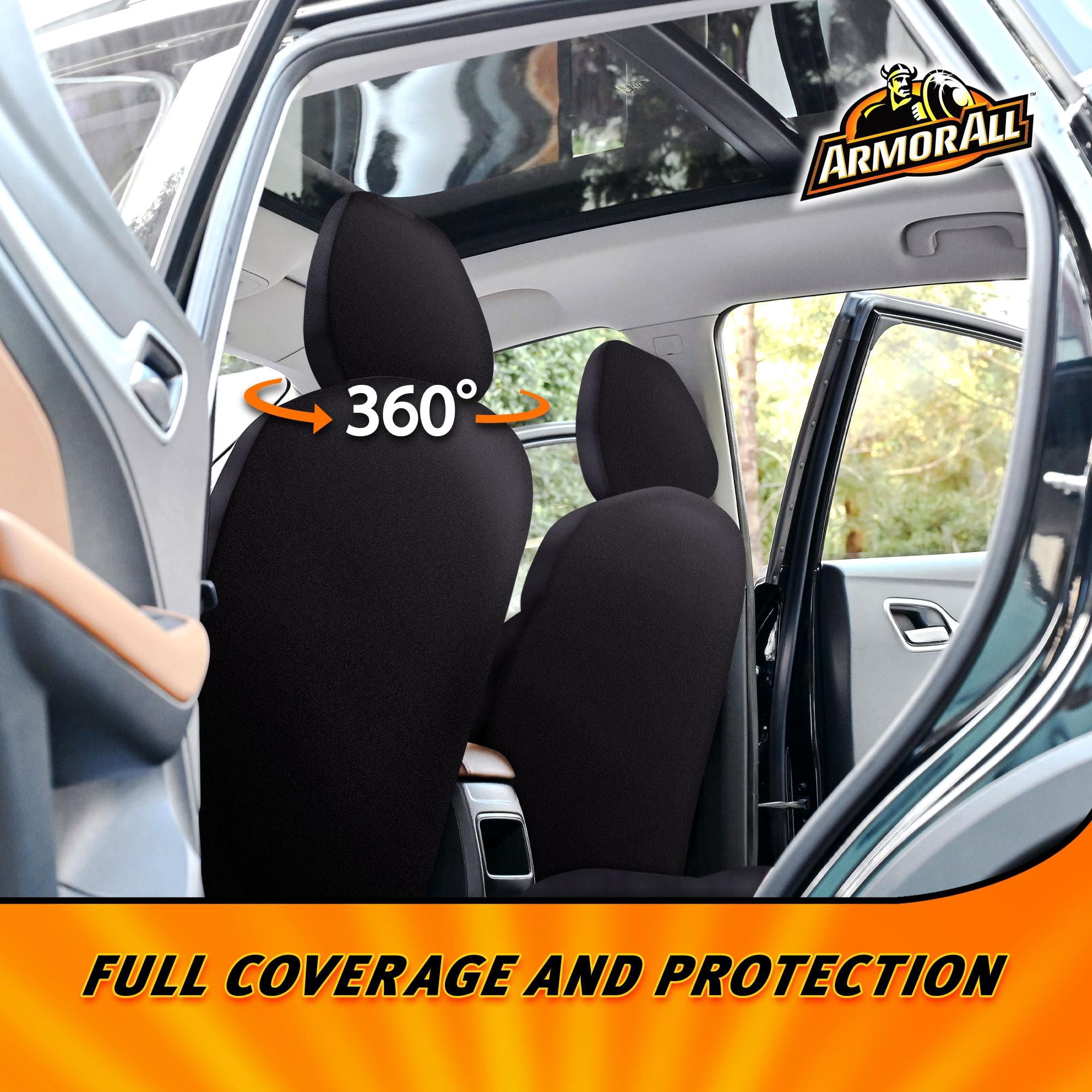 ArmorAll 9 Piece Car Seat Cover Set, Automotive Interior Cover for Car, Truck, Van, SUV - Easy To Clean, Airbag Safe - Composite Leather/Black