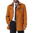 thumbnail image 5 of INSPIRE CHIC Mid-Length Overcoat for Men's Zipper Single Breasted Winter Coat Business Scarf Collar Coat S Caramel Brown, 5 of 6