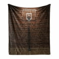 thumbnail image 1 of Basketball Soft Flannel Fleece Throw Blanket, Old Brick Wall and Basketball Hoop Rim Indoor Training Exercising Stadium Picture, Cozy Plush for Indoor and Outdoor Use, 50" x 60", Brown, by Ambesonne, 1 of 6
