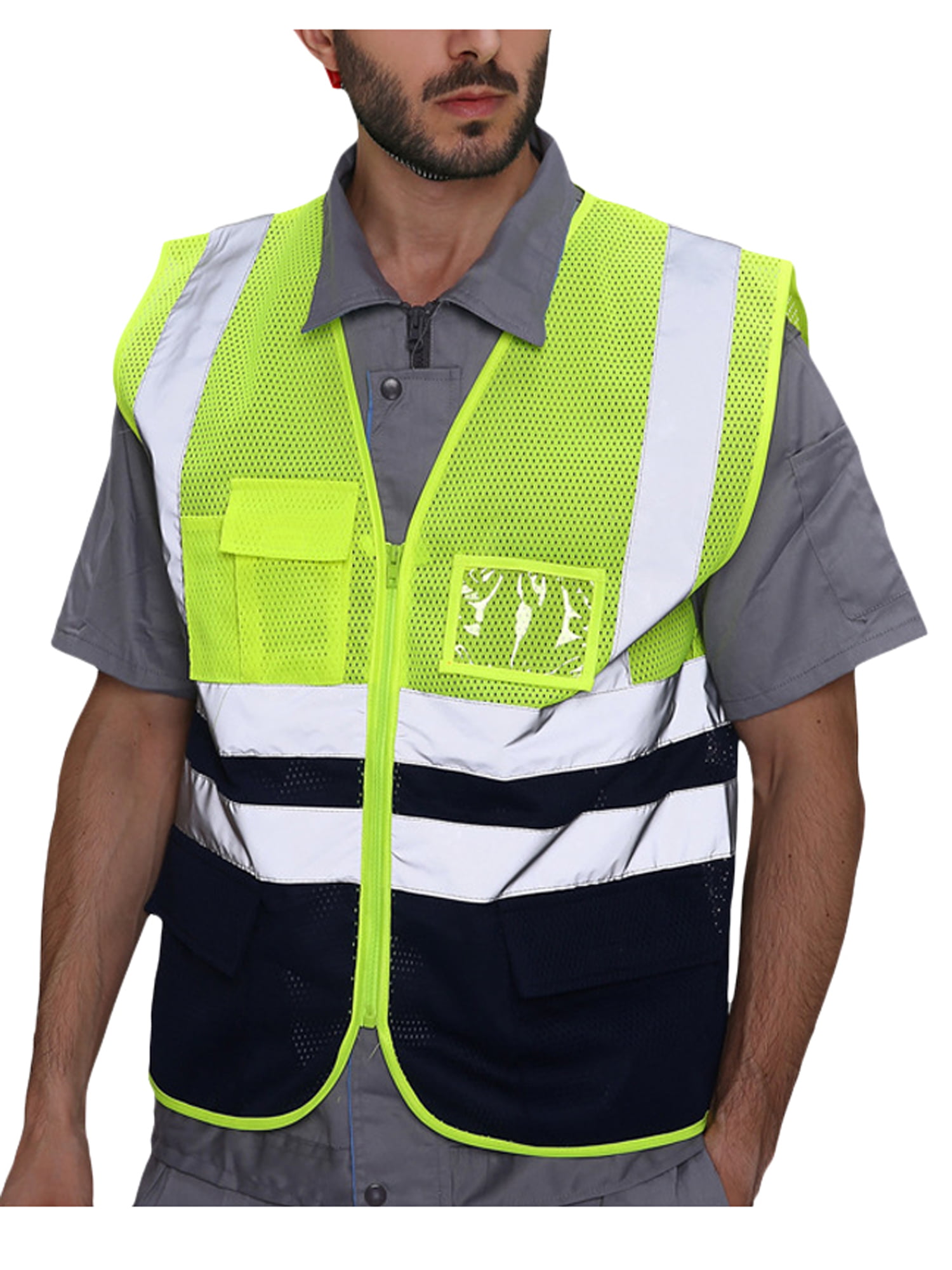 Mens High Vis Safety Yellow Hi Viz Vest Work Waistcoat Top Visibility Jacket 