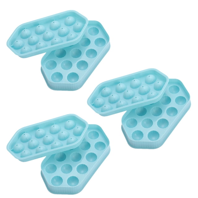 Bandeja para cubitos de hielo redonda mejorada con tapa y recipiente, máquina para hacer bolas de hielo de silicona para congelador, bandeja para cubitos de hielo circular de fácil liberación con