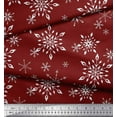 thumbnail image 2 of Soimoi Red Moss Georgette Fabric Snow Flakes Floral Print Fabric by the Yard 42 Inch Wide, 2 of 3