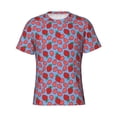 thumbnail image 4 of Vsdgher Strawberries Print Men's Dry Fit Mesh Athletic Shirts Moisture Wicking Tennis T-Shirt Tops, 4 of 9