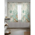 thumbnail image 3 of Aqua Coastal Starfish Curtains 63 Inch Length,Sheer Curtains for Bedroom Living Room Window Farmhouse Nautical Seahorse Coral Rod Pocket Drapes Kitchen Curtains Small Half Window 42"x63" 2 Panels, 3 of 7