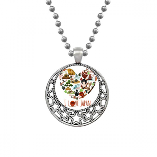 J'adore Japonais Sushi Illustration Colliers Pendentif Rétro Lune Étoiles Bijoux