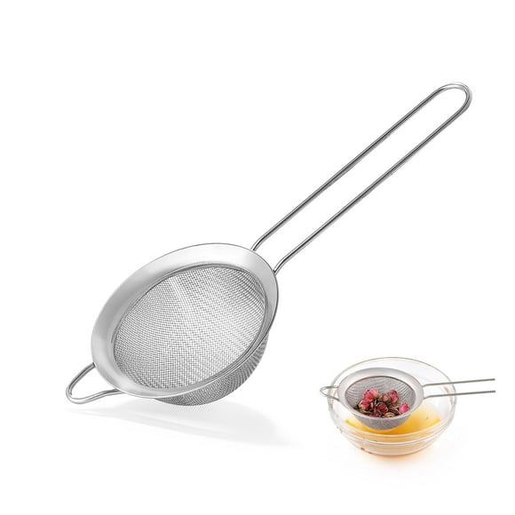 WANGQI Stainless Steel Metal Hand Small Mini Sieve Strainer, Cocktail Strainer Tea Coffee Juice Strainer,Food Strainer with Handlle