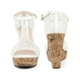 thumbnail image 4 of Perphy Open Toe Lace Platform Wedges Heel Sandals for Women White 5.5, 4 of 8