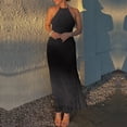 thumbnail image 6 of Mifsaly Womens Boho Maxi Dresses Halter Neck Sleeveless Flowy Summer Sundresses Textured Pleated Lightweight Flattering Beach Vacation Dress M, 6 of 9