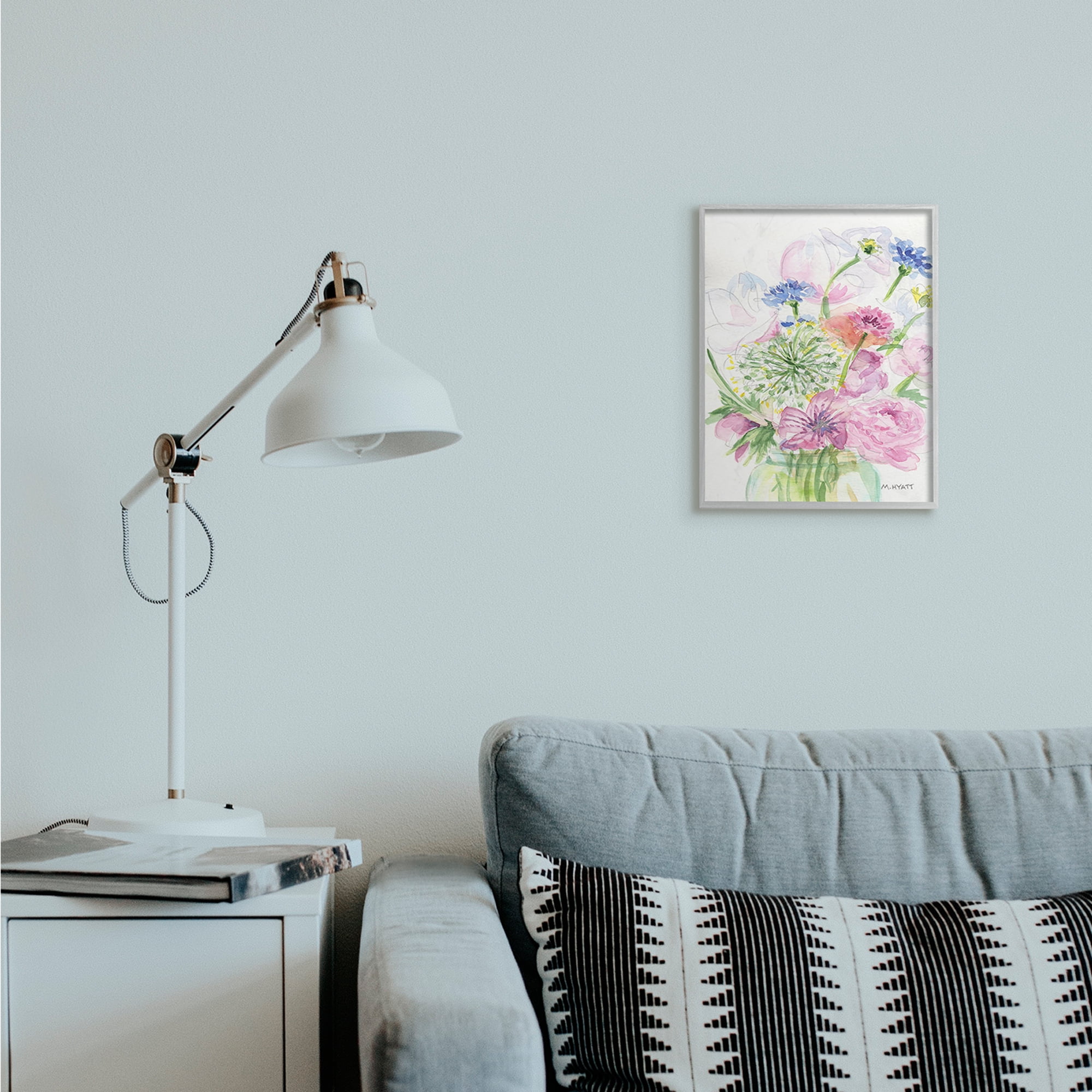 Stupell Industries Assorted Spring Floral Bouquet in Canning Jar Grey Framed, 11 x 14, Design by Melissa Hyatt LLC
