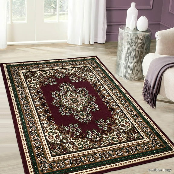 Allstar Burgundy Woven High Quality Rug. Traditional. Persian. Flower. Western. Design Area Rug (5' 2" x 7' 1")