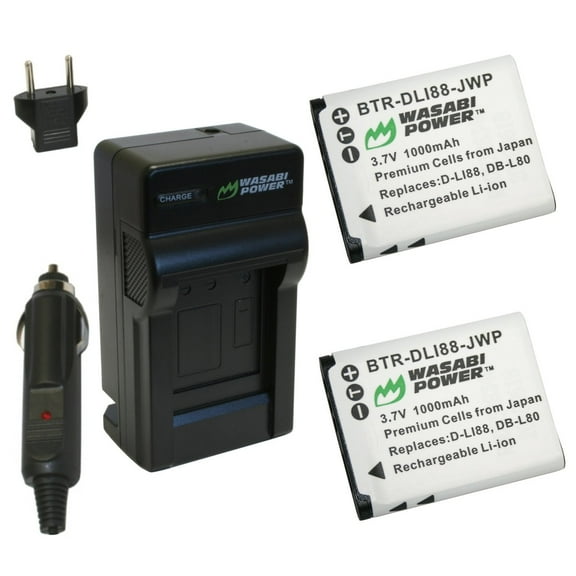 Wasabi Power Battery (2-Pack) and Charger for Toshiba PX1686 and Toshiba Camileo BW10, SX500, SX900