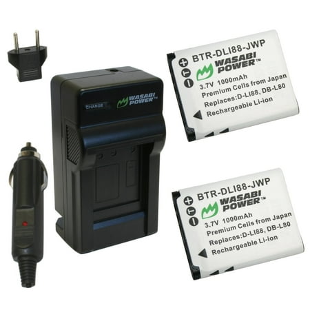 Image of Wasabi Power Battery (2-Pack) and Charger for Toshiba PX1686 and Toshiba Camileo BW10 SX500 SX900