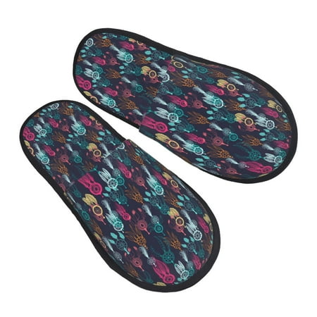 

JUNZAN Colorful Dreamcatcher1 Slippers for Women House Shoes Non Slip Indoor/Outdoor Pineapple And Cactus Designs-Medium
