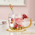 thumbnail image 3 of STP GOODS Graceful Bloom Enamel Glass Mug with Spoon in Gift Box 11.2 fl oz (330 ml) Floral Cup with Teaspoon Coffee and Tea Mug, Red Clear, 3 of 8
