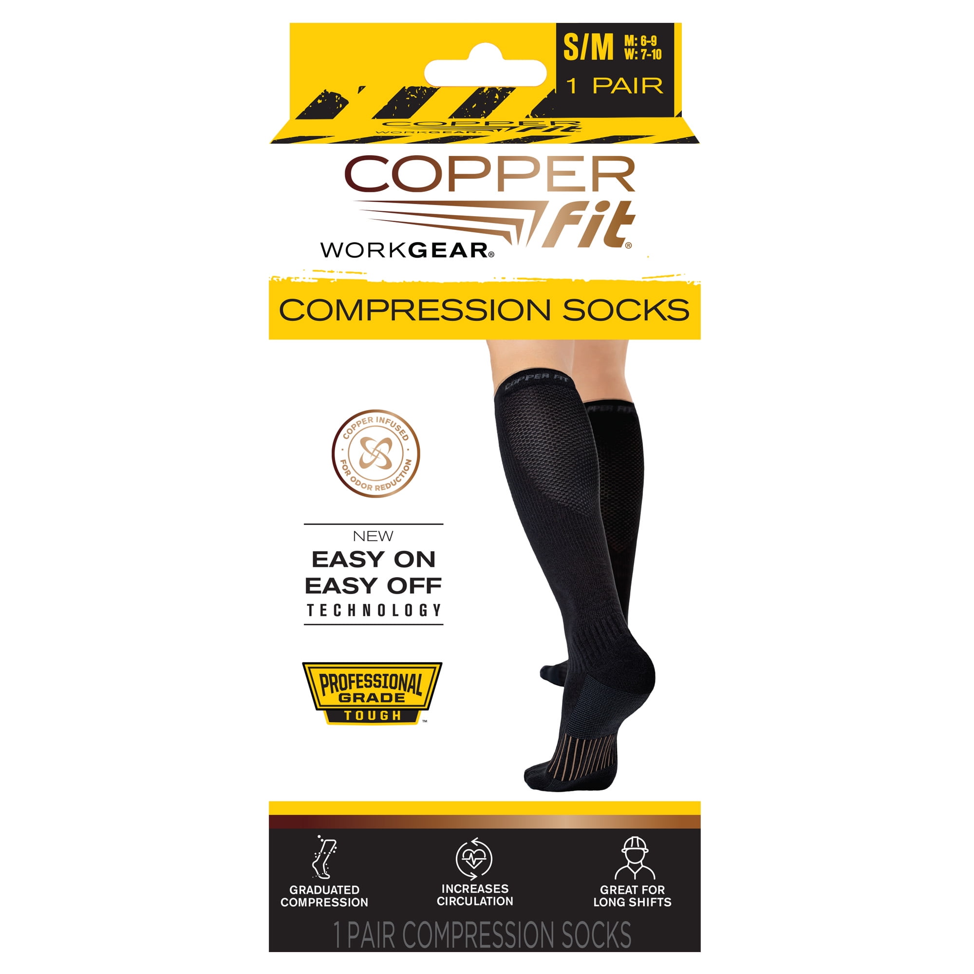 Copper Fit Work Gear Knee-High Compression Socks, Easy-on/Easy-off ...