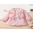 thumbnail image 2 of Ensemble de Mode pour Bébés Filles 2 Pcs, Cardigan à Manches Longues à Imprimé Floral avec Boutons et Robe Midi Évasée Ample Sans Manches à Col Taille Haute, 2 of 9