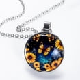 thumbnail image 2 of Starry Sky Sunflower Butterfly Elegant Glass Circular Pendant Necklace - Handcrafted Jewelry for Women, 2 of 5