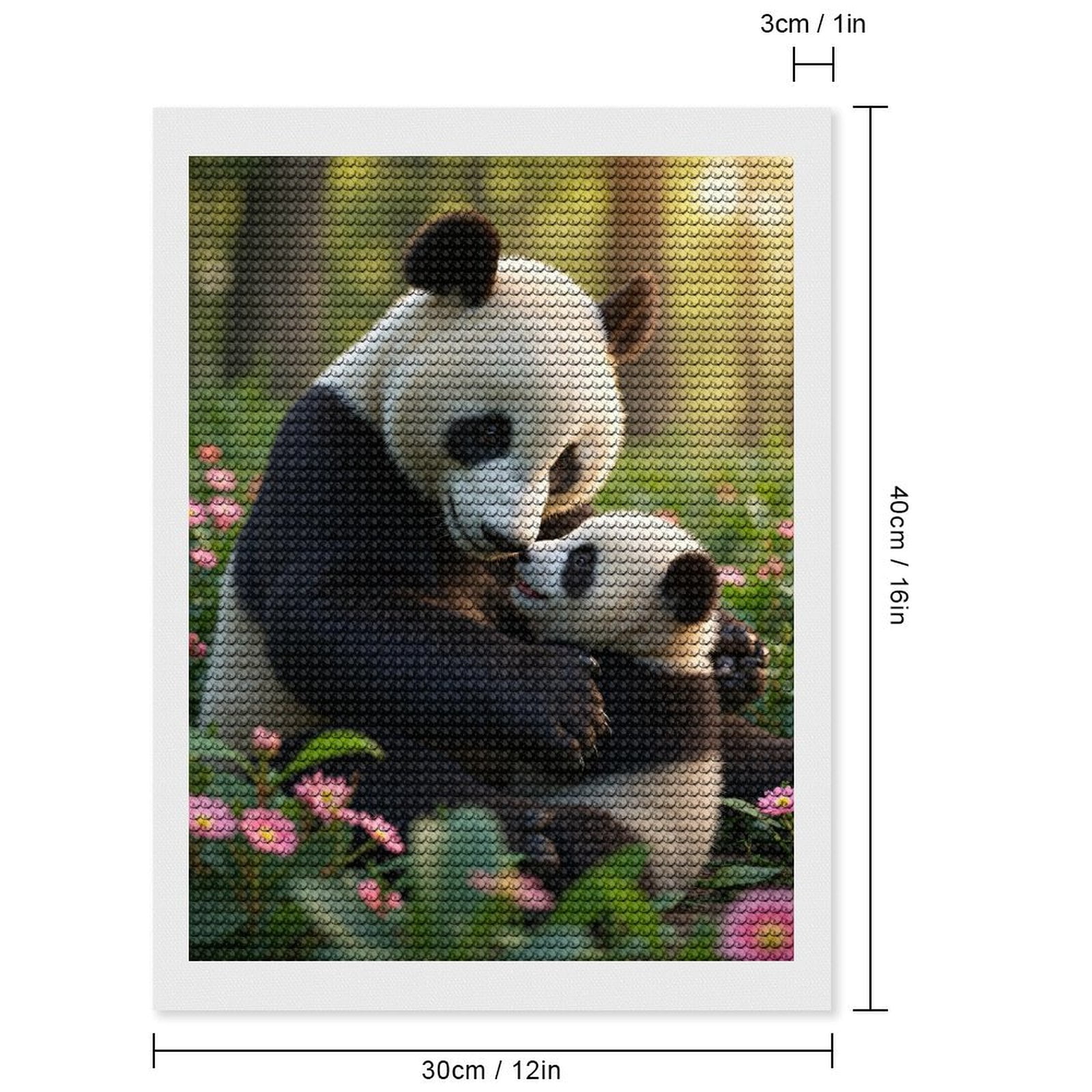 Diamond Art Kits for Adults, Panda Family Love Forest Blossoms 5D Diamond Painting Kits for Adults Beginners, DIY Full Drill Diamond Painting, Gem Art and Crafts 12x16
