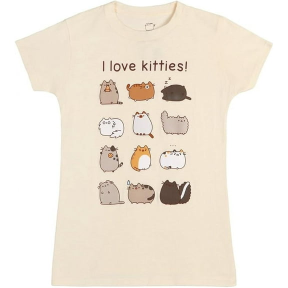 Pusheen I Love Kitties Juniors T-Shirt - Cream (Girl, 2X-Large)
