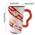 thumbnail image 3 of Hyknon Christmas Coffee Tumbler Threaded Ceramics Large Travel Coffee Mug with Lid Handle Holiday Water Cup Gift for Women Men, 3 of 6