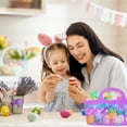 thumbnail image 6 of Easter Ribbon Oval Plastic Baskets with Handle for Home Kitchen Spring Holiday Party Favor Treats Candy Fruit Holder Egg Hunt Storage Container Table Decoration Gift Supplies, 1 count (Colors Vary), 6 of 7