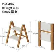 2 Step Lightweight Aluminum Folding Ladder, Anti-Slip Pedals, 330 lbs Capacity for Home & Office
