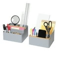 thumbnail image 5 of Seville Classics 2-Piece Bamboo Pen & Pencil Organizer with Drop-In Dividers Phone Holder Office Desk Accessory Set, Gray, 5 of 8