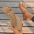 thumbnail image 2 of BRGZLK Women 's Summer Sandals Casual Outerwear Comfortable Bohemia Beach Flat Sandals Open Toe Ankle Crystal Gladiator Shoes, 2 of 7
