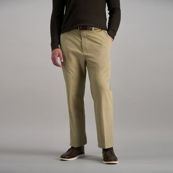 Men's Haggar® Classic-Fit Stretch Expandable Waistband Corduroy Pants Color: Khaki Size: 40X34