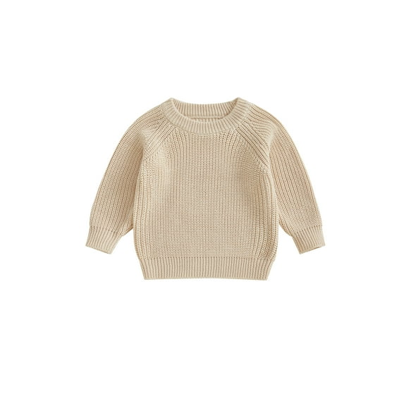 Rovasas Baby Knit Sweaters Long Sleeve Round Neck Solid Color Pullovers