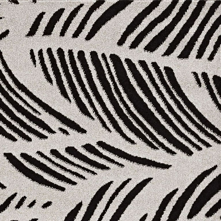2'X4' Black White Machine Woven Uv Treated Tropical Palm Leaves Indoor Outdoor Accent Rug 2'X4' Black White Machine Woven Uv Treated Tropical Palm Leaves Indoor Outdoor Accent Rug