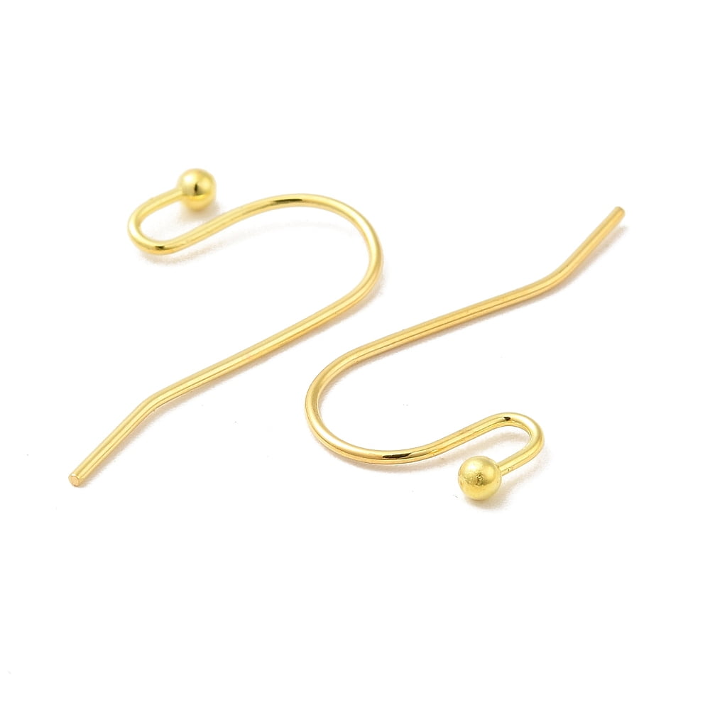 2000pc Brass Earring Hooks Ear Wire Lead Free and Cadmium Free Golden Size: 11mm wide 22mm long 0.75mm thick Ball: 2mm in diameter