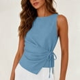 thumbnail image 2 of jjayotai Cotton Linen Tank Tops for Women Tie Wrap Sleeveless Ruched Boatneck Shirts Casual Summer Beach Going out Tops, 2 of 6