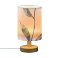 thumbnail image 2 of Red Flower Black Leaves Table Lamp USB Bedside Desk Nightstand Lamp Printed Gifts Small Lamp Wood Base for Bedroom Living Room Kids Room College Dorm, 2 of 7
