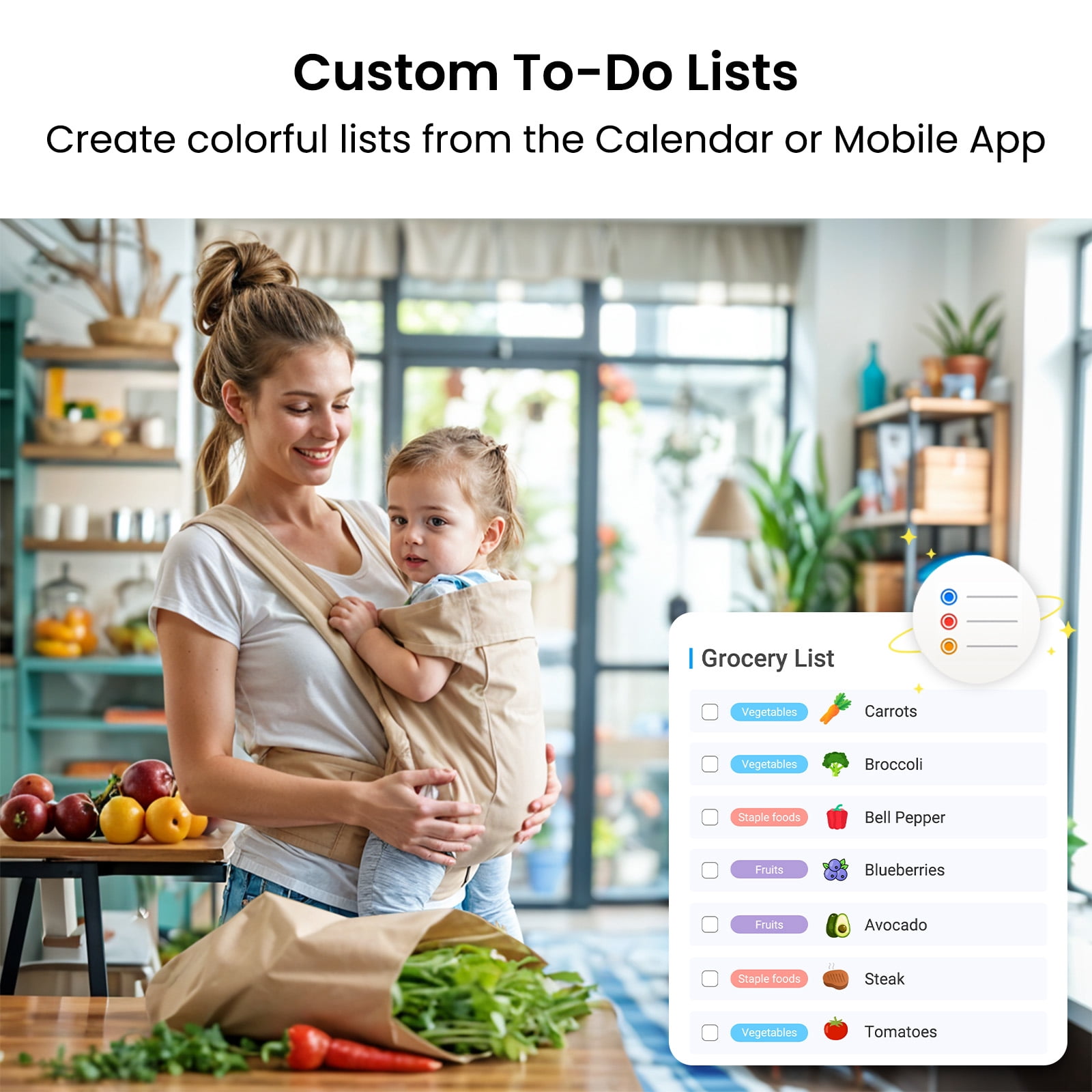 ApoloSign 27 inch Digital Calendar, Dual-Mode Smart Wall Planner & Interactive Display Electronic Touchscreen Chore Chart for Family Schedules, Sync Calendars, No Subscription (Teak)
