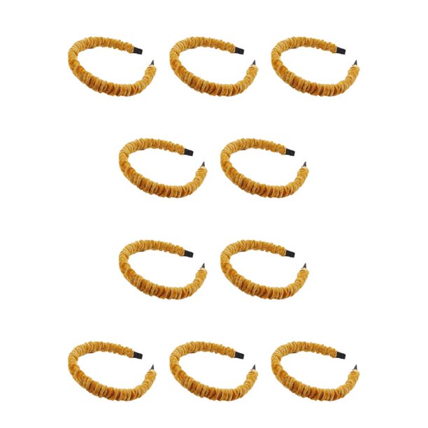 Jumpingount Moda coreana Diadema hecha a mano Diadema plisada Chica Herramienta de peinado Amarillo 10Conjunto