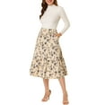 thumbnail image 2 of Allegra K Women's Elastic Waist Layers Vintage Pockets Floral Midi Skirt, 2 of 6