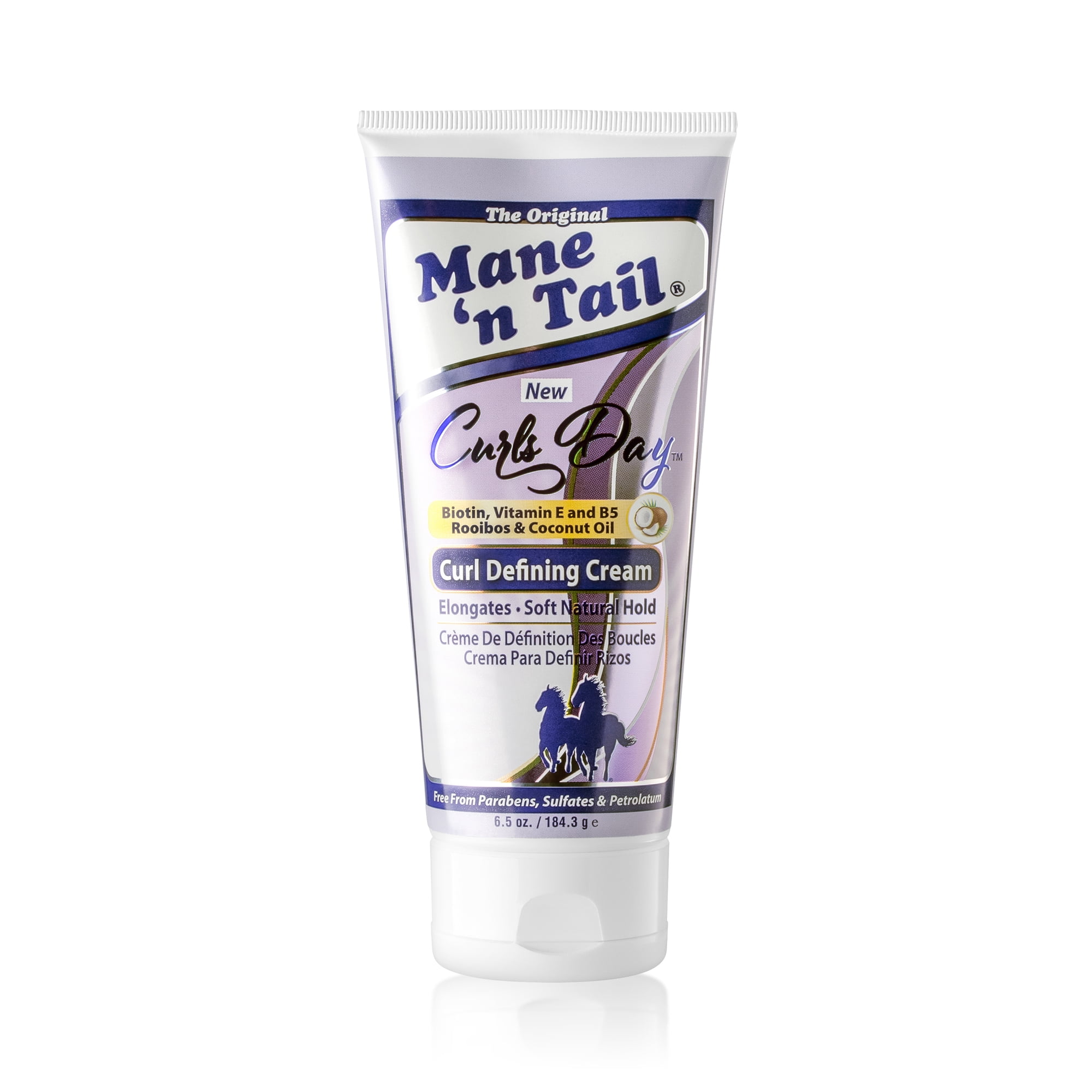 Mane 'n Tail Curls Day Curl Defining Cream (6.5 Oz) with Biotin, Vitamin E, B5, Coconut Oil & Rooibos – Sulfate & Paraben Free, Soft Natural Hold, Frizz Control & Moisture Restoration