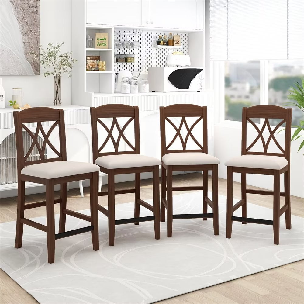 4 Piece Dining Chairs, Counter Height Upholstered Dining Chairs with