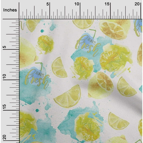 oneOone Viscose Chiffon Yellow Fabric Texture & Lemon Watercolor Sewing Craft Projects Fabric Prints By Yard 42 Inch Wide