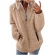 thumbnail image 2 of Pntutb Mujer Nuevo Otoño e Invierno Solapa Cremallera Bolsillo Manga Larga Mujer Top Color Sólido Sudadera De Felpa Pntutb Pntutb-3008, 2 of 5
